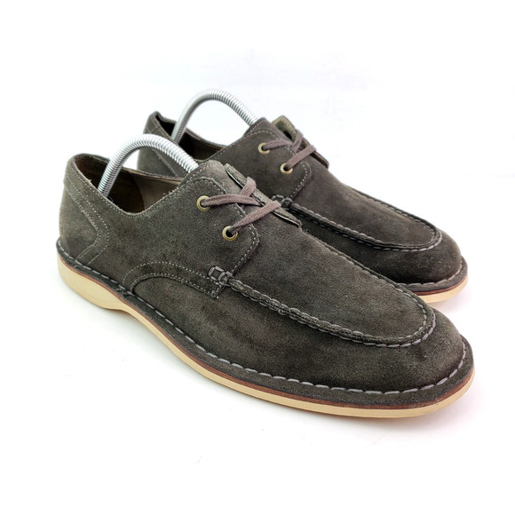 Andrew Marc Dorchester Brig Mens Size 9 Gray Suede Oxford Boat Shoes